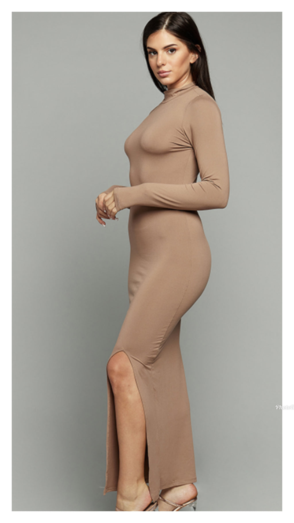 Long Sleeve Dress with Front Slit