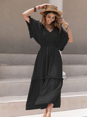 Maxi dress with tassels