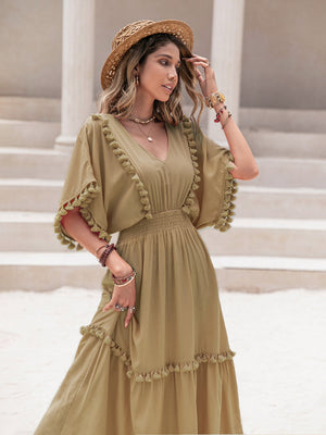 Maxi dress with tassels