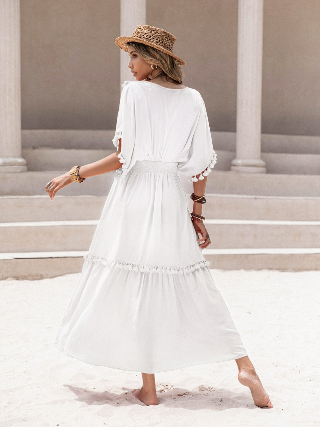 Maxi dress with tassels