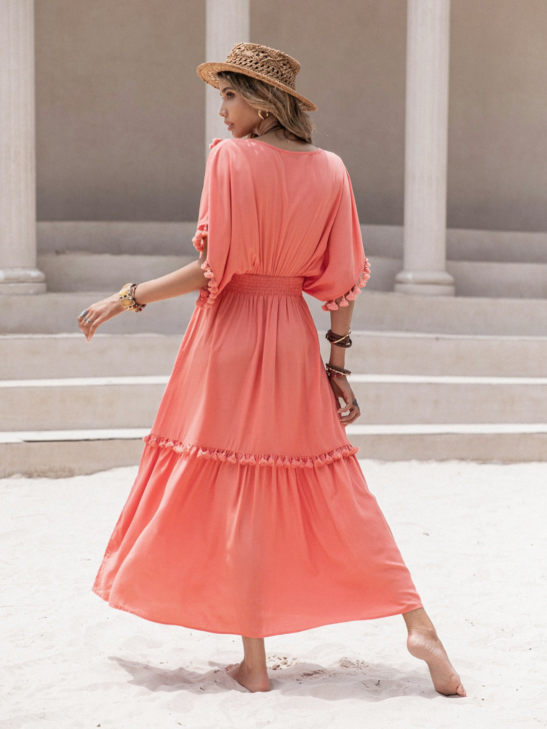 Maxi dress with tassels