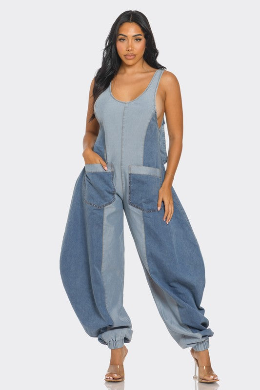 Balloon Pants Denim Jumpsuit