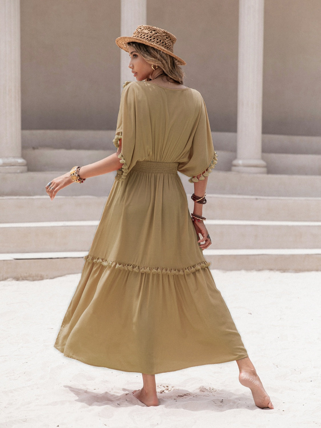 Maxi dress with tassels