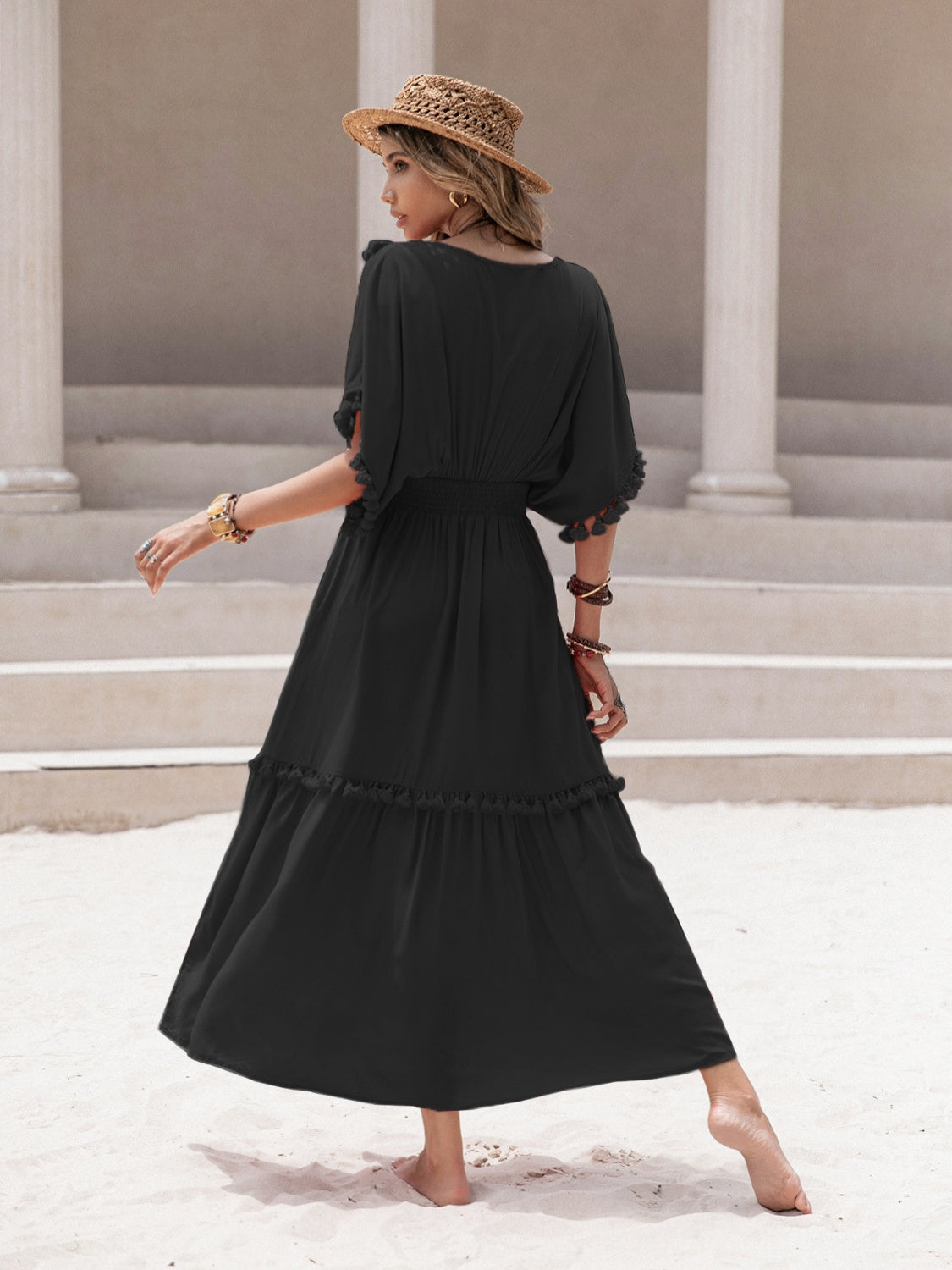 Maxi dress with tassels