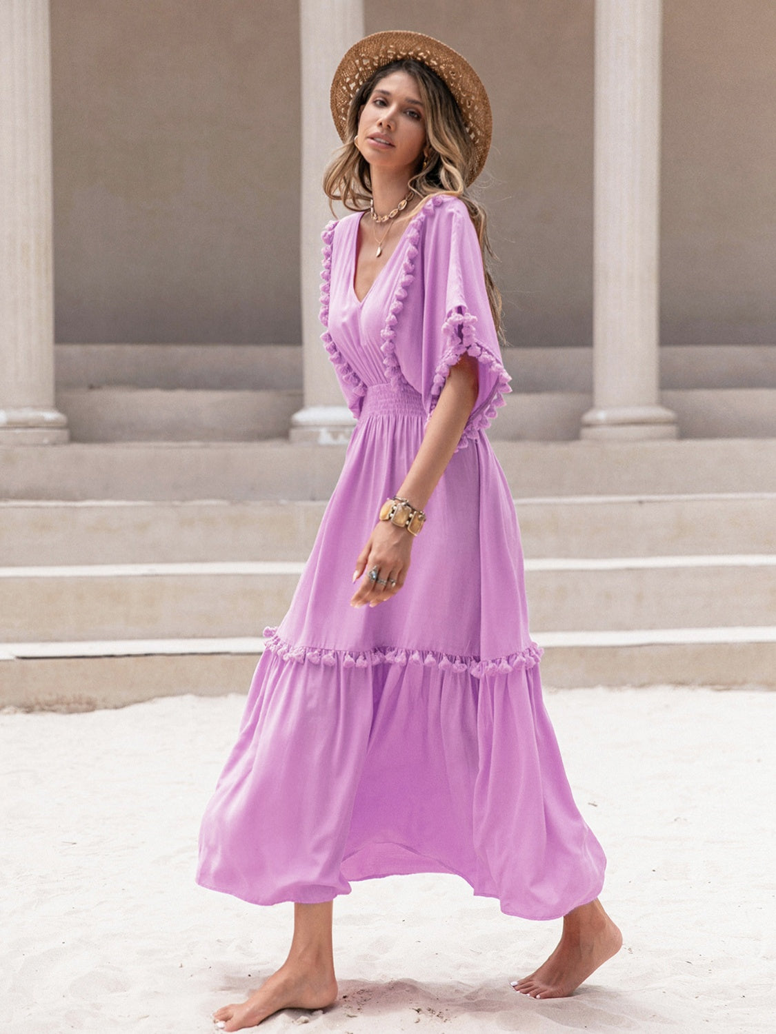 Maxi dress with tassels