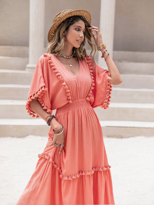 Maxi dress with tassels