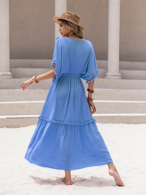 Maxi dress with tassels