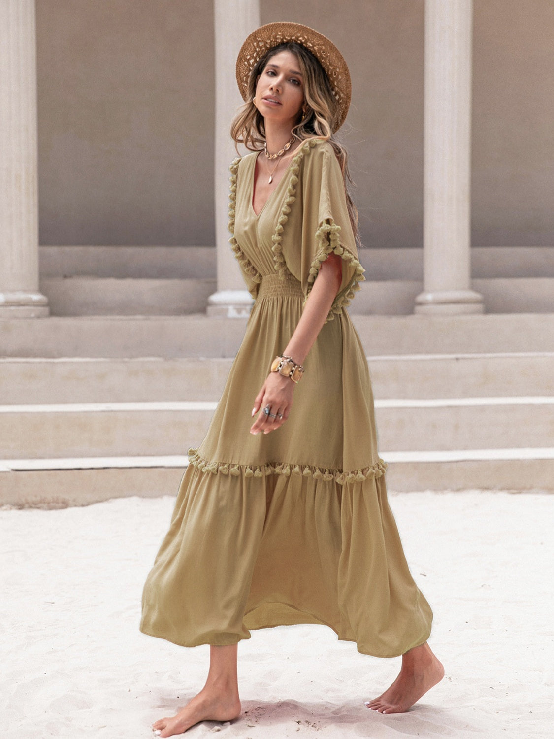 Maxi dress with tassels