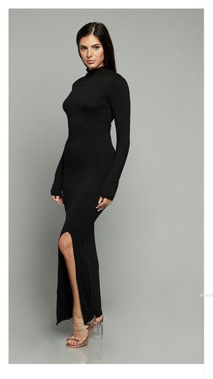 Long Sleeve Dress with Front Slit