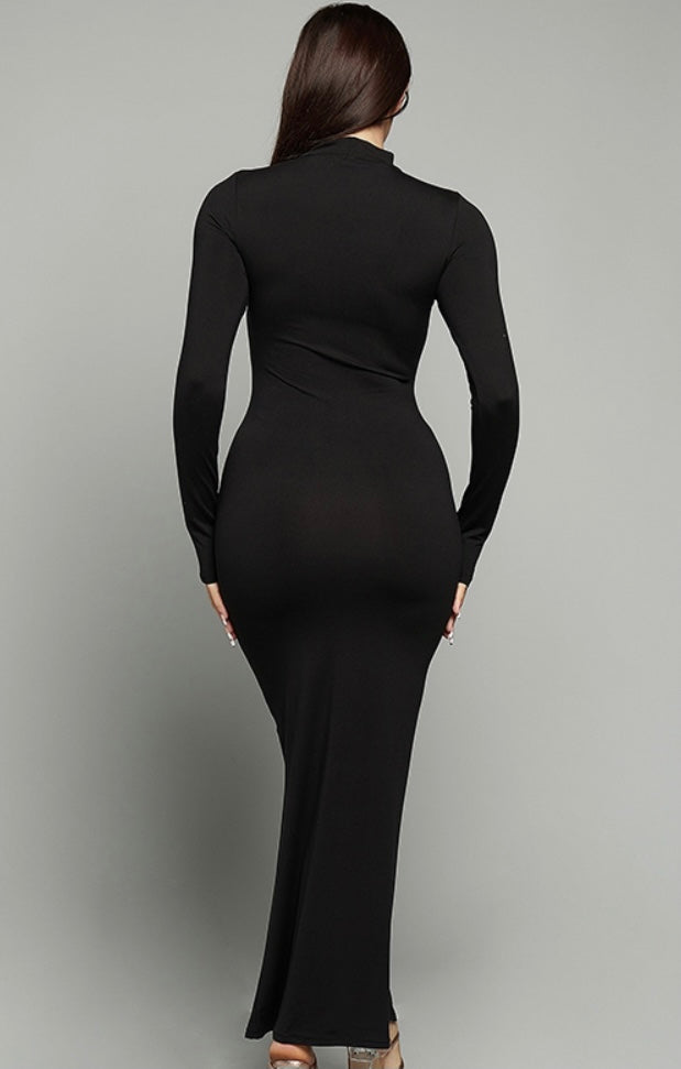 Long Sleeve Dress with Front Slit